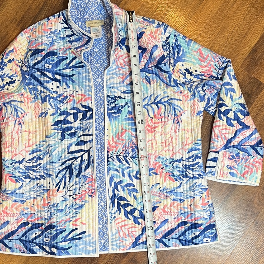 Appleseed's Blue and Pink Floral Reversible Quilted Jacket - Picture 5 of 10